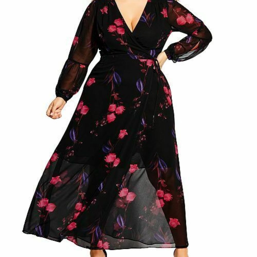 NEW NWT city chic perfect rose wrap maxi dress - Picture 2 of 3